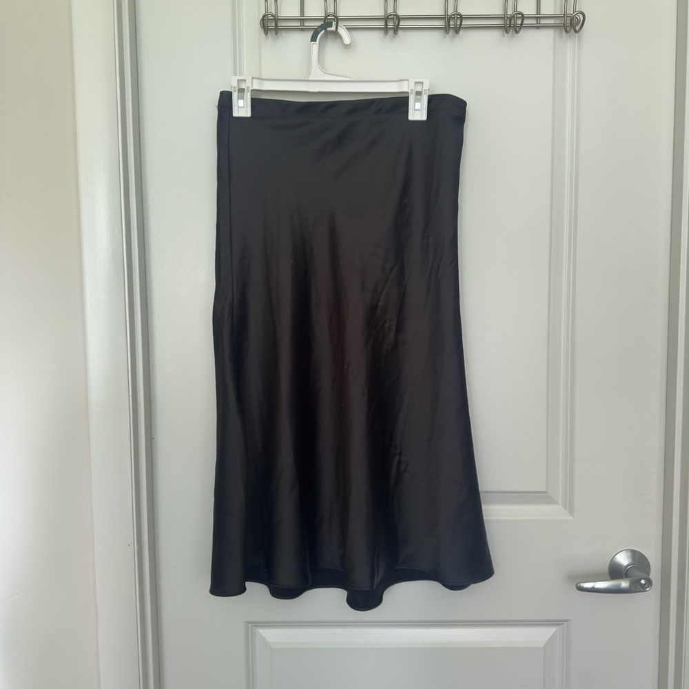 Rachel Zoe Elegant Black Satin midi Skirt